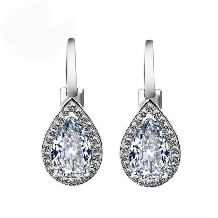New Drop-Shaped Zircon Diamond Earrings, Versatile - Gemstal