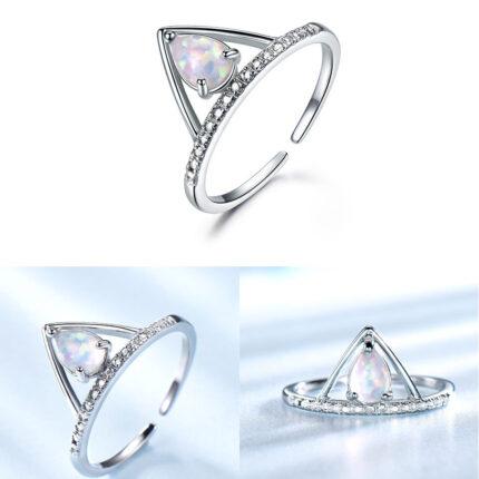 White Opal Gemstone Adjustment Ring - Gemstal