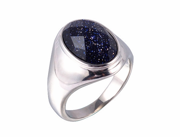 Purple Sand Gemstone Men's Titanium Steel Ring - Gemstal