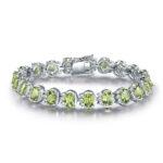 Sterling Silver Natural Peridot Bracelet, Wedding - Gemstal