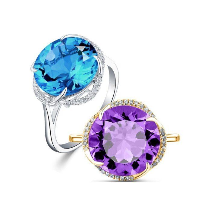 Topaz Colored Gemstone Ring Female - Gemstal