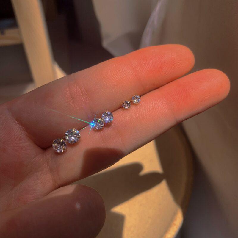 Women's Mini Micro Inlaid Zircon Earrings - Gemstal