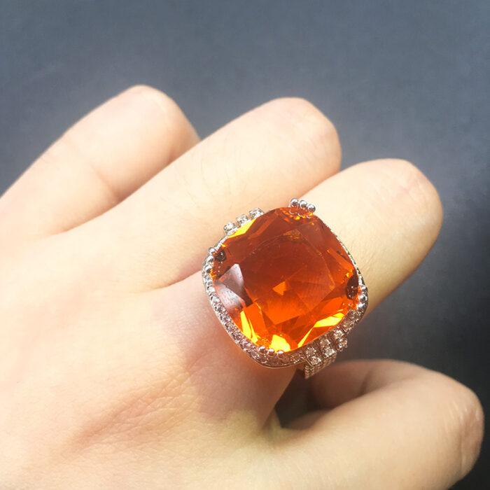 Luxury Exaggerated Orange Gemstone Ring - Gemstal