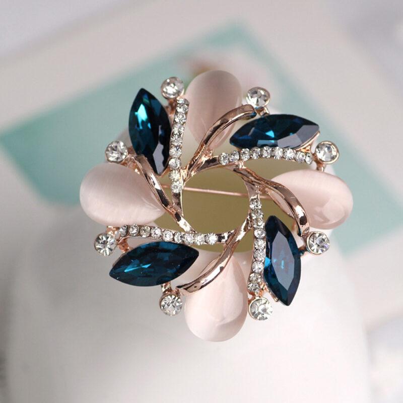 Bauhinia Brooch With Diamonds And Gemstones - Gemstal