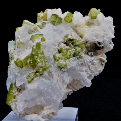 Green Tourmaline Bunch Chapku Of W/Quartz Mineral