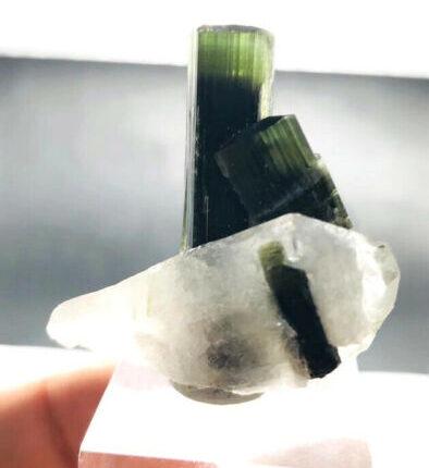 86 CT Green Cap Tourmaline of Bunch Crystals W/Feldspar Mineral Specimen From As