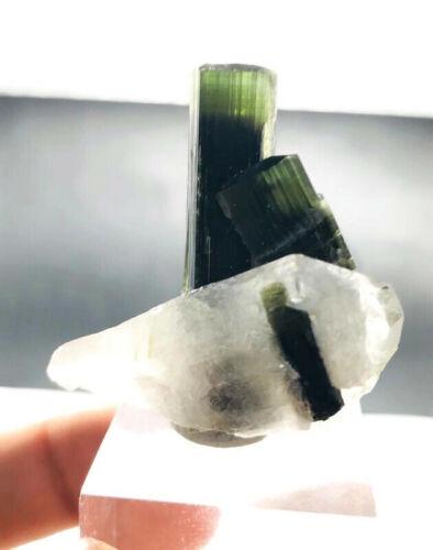 86 CT Green Cap Tourmaline of Bunch Crystals W/Feldspar Mineral Specimen From As