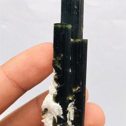 129 CT Bi Colour Green Cap Tourmaline Crystals W/Feldspar Specimen Astak Nala PK